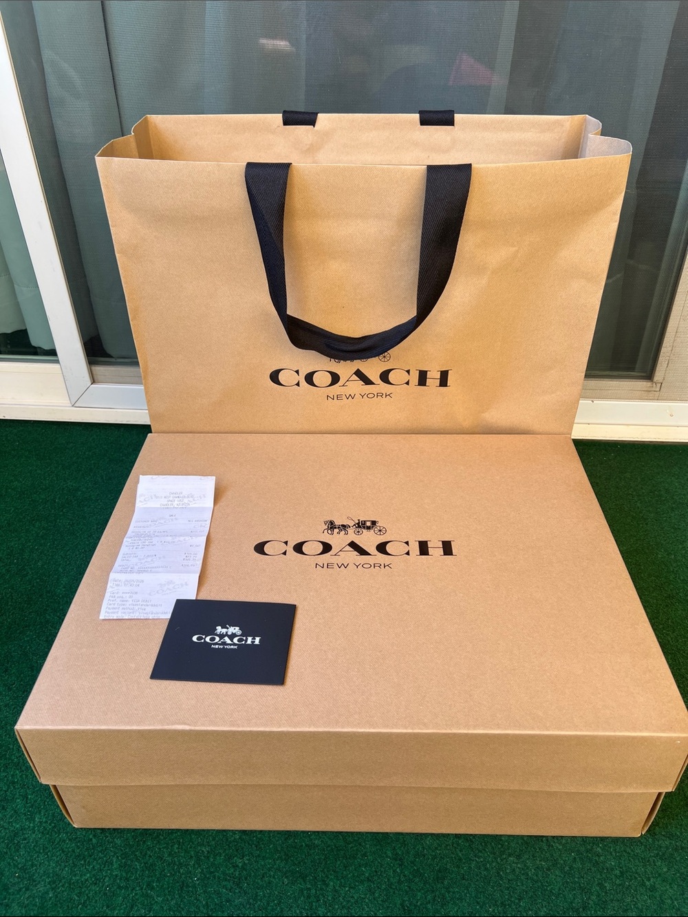 Coach Paper Shopping Bag in Tan with Black Logo